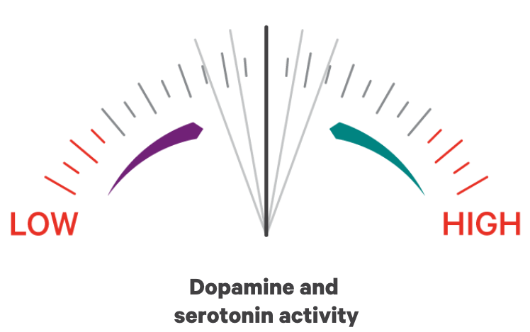 Gauge showing dopamine and serotonin activity.