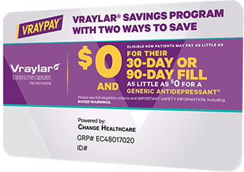 VRAYLAR Savings Program card.